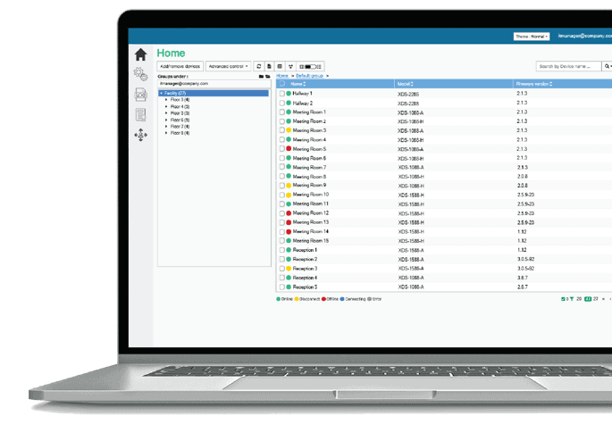 LV-Tron Panel Showing Remote Device Management App. Experience powerful integration and control with LV-Tron's remote device management app, allowing for easy control over hardware and software. Our APIs allow for seamless integration into your existing systems, offering customized solutions to meet your unique needs